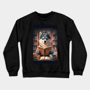 Bookworm Siberian husky Crewneck Sweatshirt